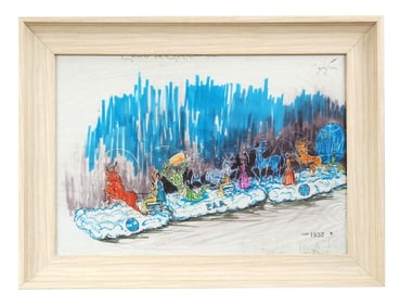 Original 1952 Cuba Carnival Float Design Drawing, Pan American Airways