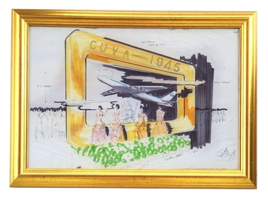 Original 1945 Cuba Carnival Float Design Drawing, Pan American Airways