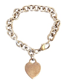 Tiffany Marked Sterling Silver Heart Tag Bracelet with Tiffany Pouch