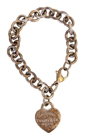 Tiffany Marked Sterling Silver “Please Return " to Tiffany & Co. Heart Tag Bracelet with Tiffany
