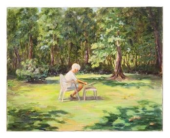 Elder in the Garden – Oil on Canvas, Impressionist Style