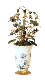 Gorham Jane Hutcheson Enameled Floral Arrangement in Hand-Painted Bavarian Porcelain Vase