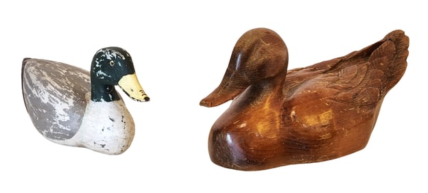 Pair of Vintage Hand-Carved Wooden Duck Decoys