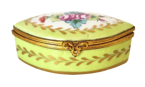 Hand-Painted Limoges Porcelain Trinket Box, France