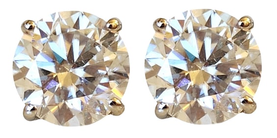 2.5ct Each Round Brilliant Moissanite Stud Earrings – 14K White Gold Screw-Backs