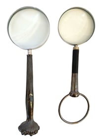 Two Antique Sterling Silver Handled Magnifying Glasses