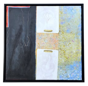 Contemporary Abstract Still Life Painting – Illegibly Signed