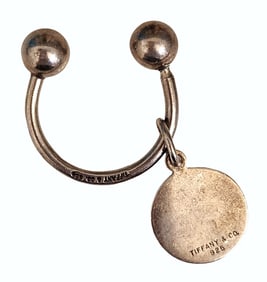 Tiffany & Co. Sterling Silver Key Ring with Hanging Disc Charm, 925