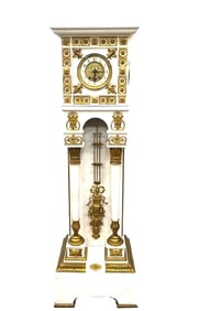 A French Empire Style Gilt-Bronze Mounted Marble Pedestal Clock