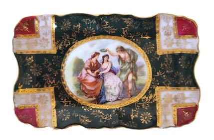 Royal Vienna Hand-Painted Rectangular Porcelain Tray with Classical Scene