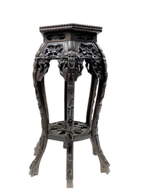 Antique Chinese Marble Top 6 Legs Pedestal Table