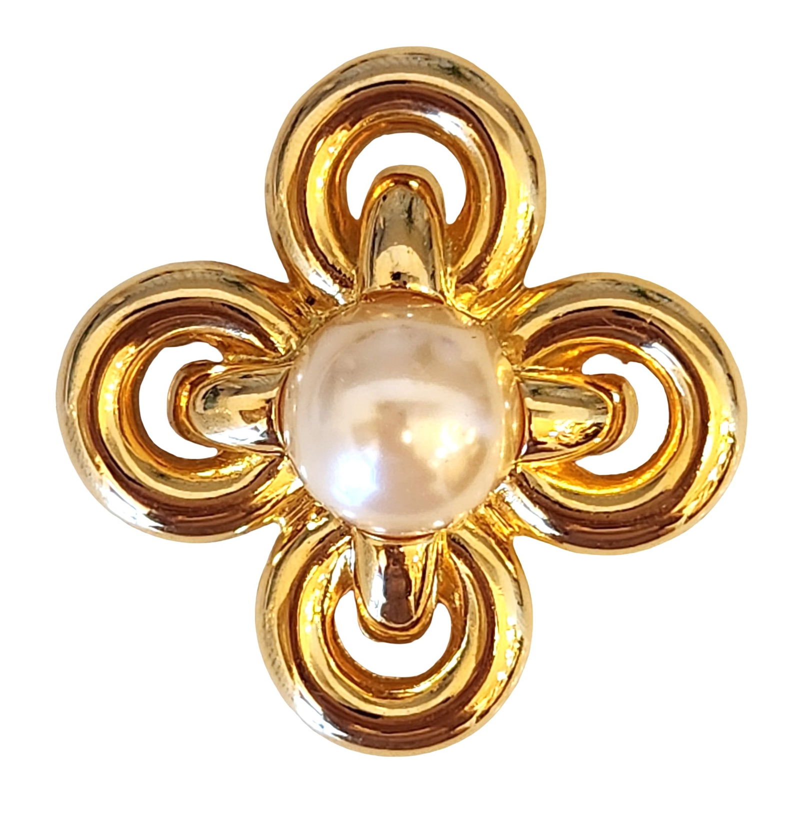 Joan Rivers Gold-Tone Brooch with Faux Pearl Center (1 of 3)