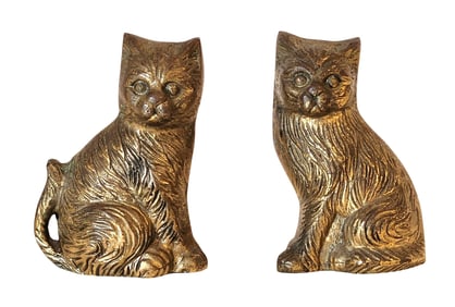 Pair of Vintage Gilt Metal Cat Figurines