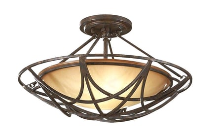 Decorative Iron Semi-Flush Ceiling Light with Frosted Glass Shade