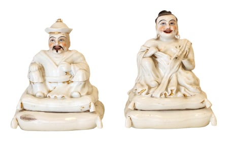 Pair of Chinese Export Porcelain Nodder Figures, Probably 19th Century