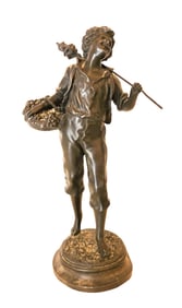 Victorian Spelter Figure "Boy with a Basket of Fruit"
