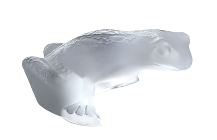 Lalique France Frosted Crystal “Grenouille "  Frog Figure