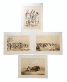 Set of 4 George Catlin "North American Indian & Hunting Scenes" Engravings, Engraved by McGahey