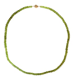 Faceted Peridot Bead Necklace with 14K Gold Filigree Clasp