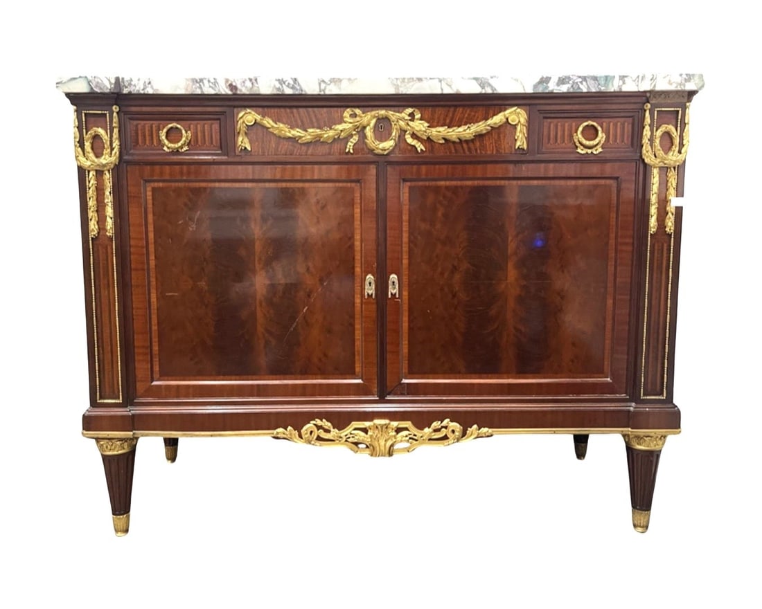 French Empire Bronze Mounted Mahogany Marble Top Commode (1 of 5)