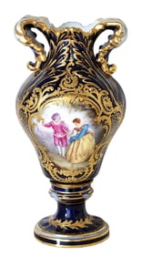 Antique 19th Century French Sevres Hand Painted Porcelain Vase Signed