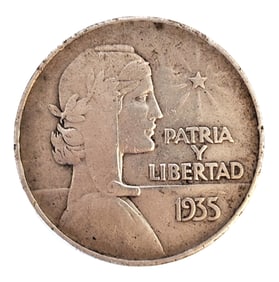 1935 Cuba Silver 1 Peso Coin – “Patria y Libertad?? – 26.73g .900 Fine Silver