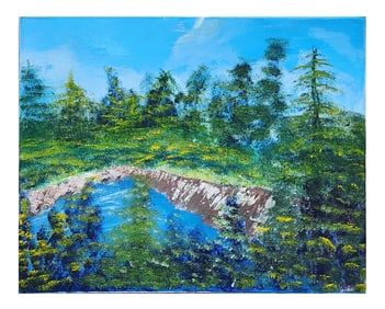 Landscape Oil Painting on Canvas, Unsigned – Mystery Artist