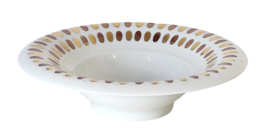 Rosenthal Germany Mid-Century Porcelain Footed Bowl – Gold & Copper Oval Border, Model 2363
