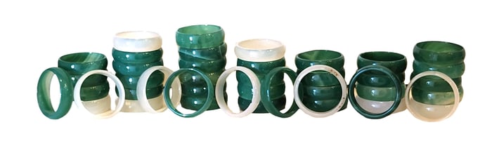 Set of 43 Vintage Green and White Napkin Holders