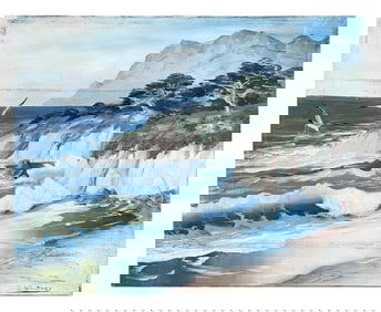 G. Whitney – Coastal Seascape with Waves and Seagulls, Oil on Canvas