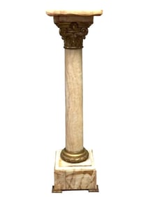 Antique French Neoclassical Bronze Mounted Marble Pedestal