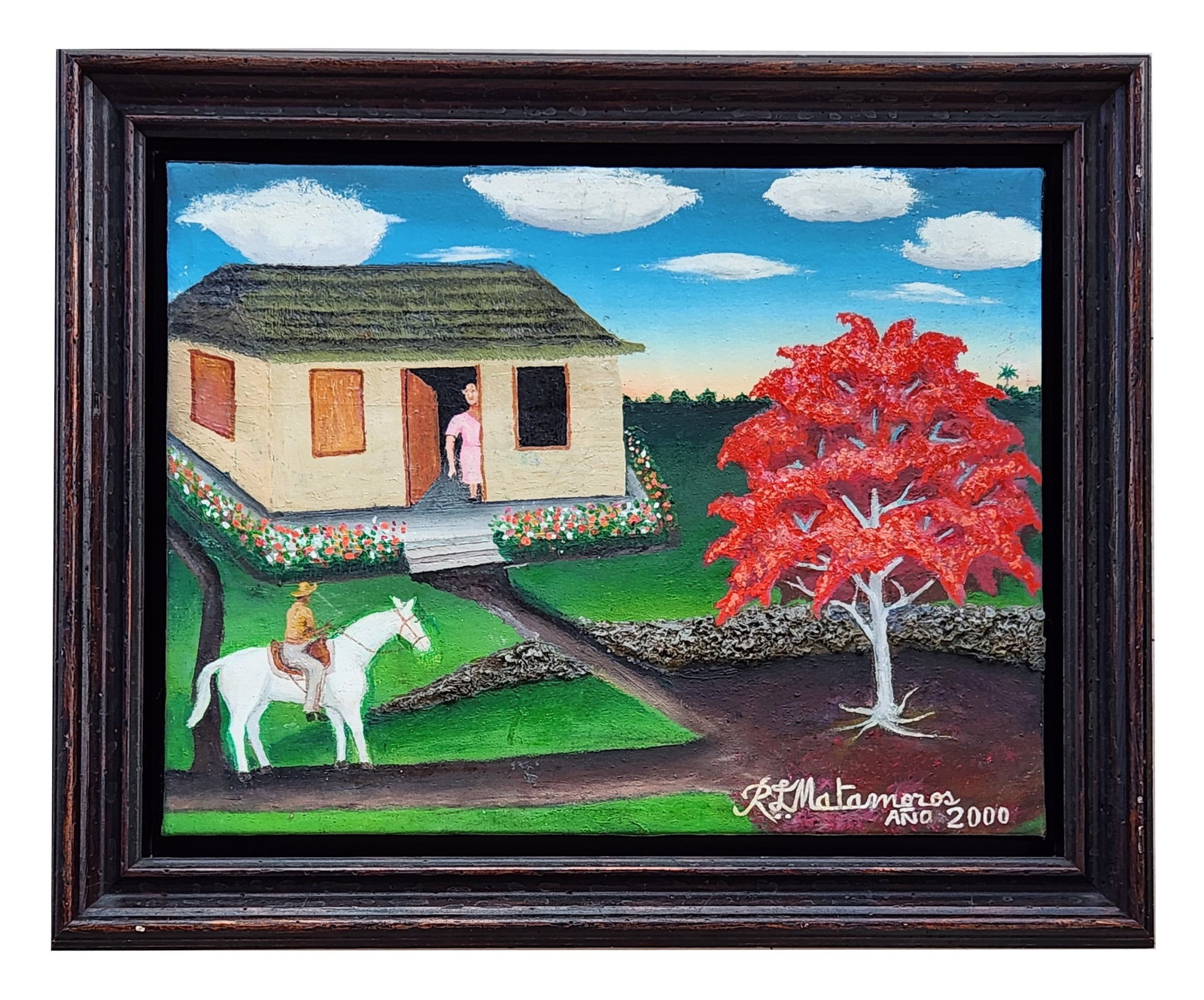 Ruperto Jay Matamoros (1912 - 2008) Cuba: Ruperto Jay Matamoros (1912 - 2008) Cuba Oil on Canvas Measure 16 1/2"in H x 21 3/4"in W and 22 1/4"in H x 27 1/4"in W x 2"in D framed Biography: This February 10th, 13 years ago, naive art in Cub
