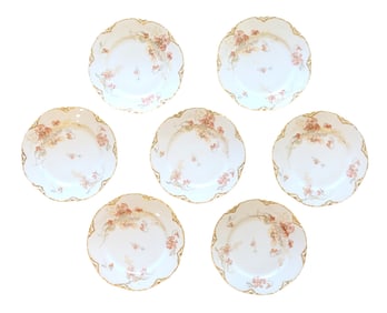 Set of 7 Haviland Limoges Porcelain Plates with Floral Decoration