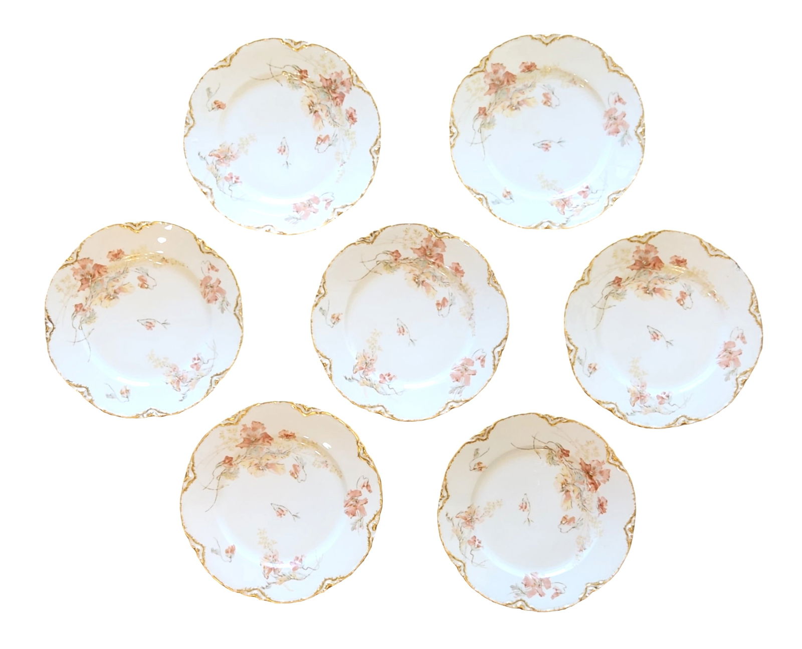Set of 7 Haviland Limoges Porcelain Plates with Floral Decoration (1 of 4)