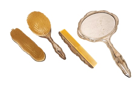 Vintage Silver 835 4 Piece Dresser Vanity Set