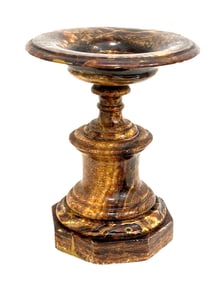 Vintage Brown Marble / Onyx Compote Pedestal Bowl, Mid-20th Century