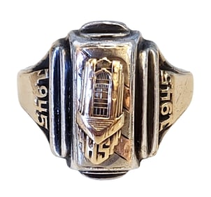 Vintage 1945 Sterling Silver and Gold Jostens High School Class Ring