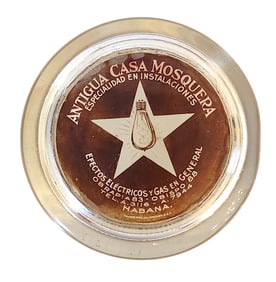 Vintage Cuban Advertising Glass Paperweight – Antigua Casa Mosquera, Havana