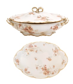 Haviland Limoges Porcelain Covered Tureen with Matching Oval Platter