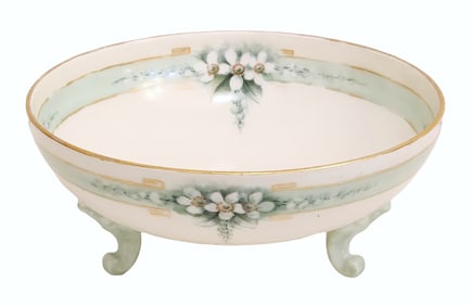 Limoges Porcelain Footed Bowl with Floral Decoration, France