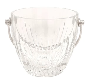 Baccarat France Cut Crystal Ice Bucket with Metal Swing Handles
