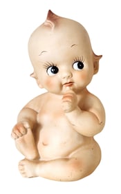 Vintage Ceramic Baby Figurine with Coin Slot, Mid-20th Century