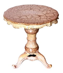 Italian Porcelain Pedestal Table, Signed L. Moue, 20th Century