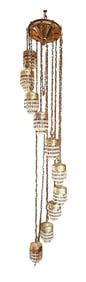 Vintage Multi-Light Hanging Pendant Chandelier with Chain and Glass Bead Shades