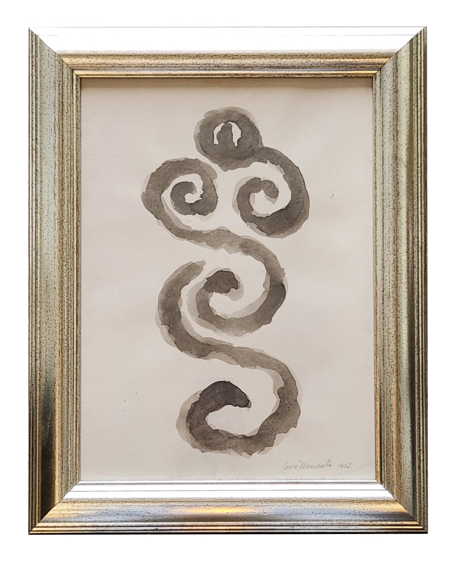 Ana Mendieta (1948 - 1985) Cuba: Ana Mendieta (1948 - 1985) Cuba Watercolor on Paper Measure 14"in H x 10 1/2"in W and 18 1/2"in H x 14 1/2"in W framed Known for: Sculptor-conceptual, silhouette-figure Biography: Born in Havana, Cuba