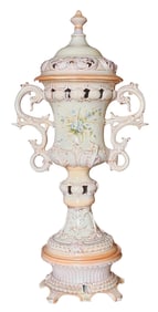 Italian Porcelain Palace Urn Garniture, Three Pieces, 20th Century