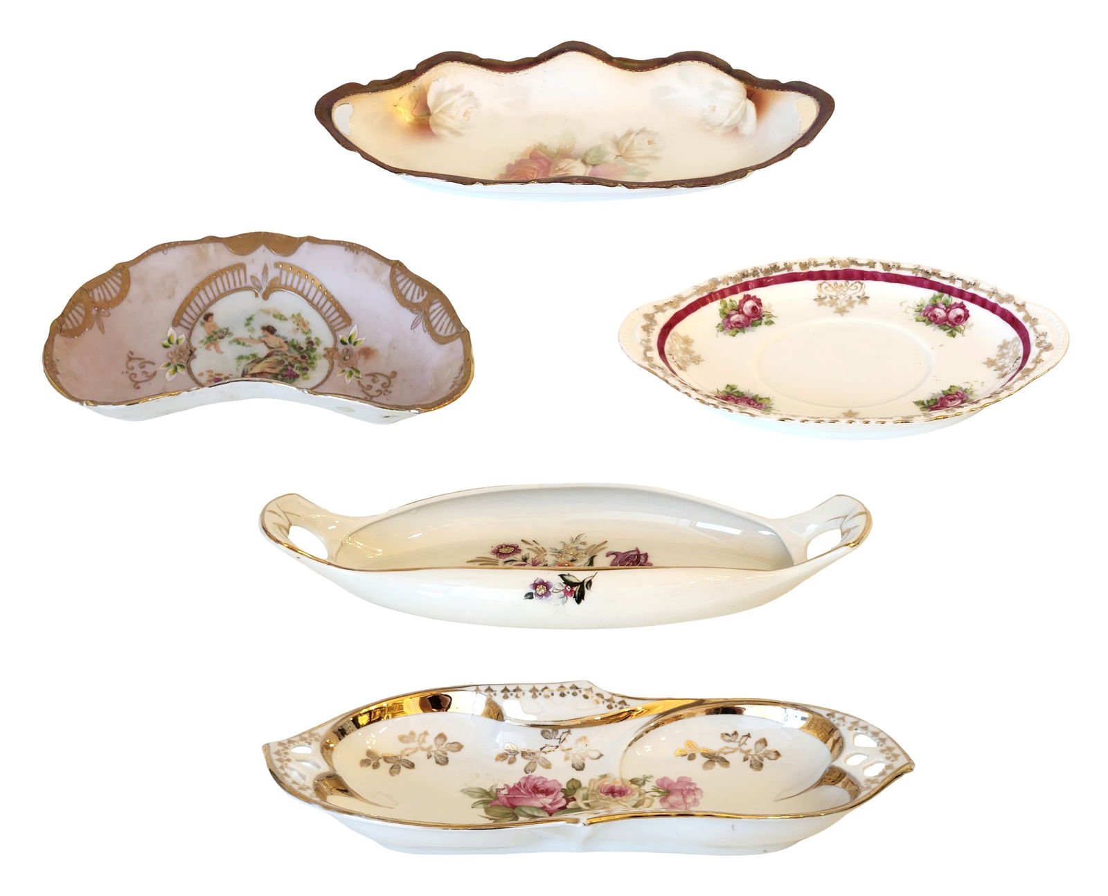 Group of Five European Porcelain Dishes, Including Prussian and Austrian Examples (1 of 4)