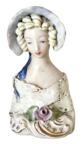 German Porcelain Figural Vase / Spill Holder with Young Gentleman, Rudolfstadt Mark