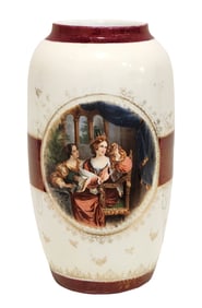 Antique Porcelain Vase with Classical Scene, Signed “Giov. Francesco Barberi?? (After Guercino)
