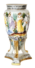 Portuguese Pereiras Valado Figural Footed Vase with Classical Scene